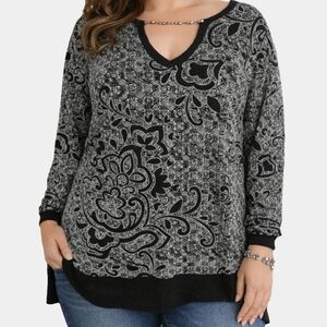 Lane Bryant Chain Detail Long Sleeve Paisley Print Tunic Size 18/20